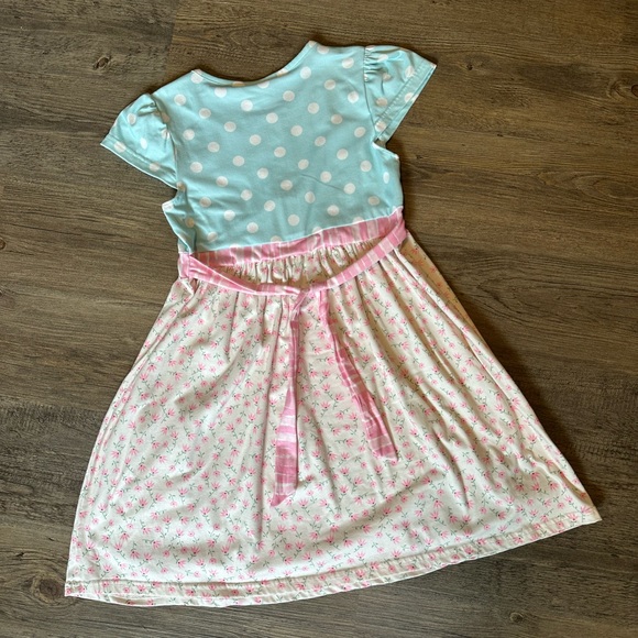Ruffle Girl (4XL) Size 10. Polka Dot and Floral Kids Casual Dress - Picture 2 of 5